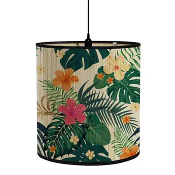 Ретро бамбукова лампа нюанси зелени растения модел светлина покритие дома декорация за етаж светлина настолна лампа