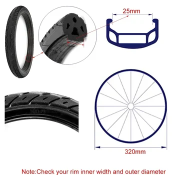 16 инча 16*1.75 Electrombike гуми E велосипед електрически гуми износоустойчиви твърди гуми безвъздушни без тръба гума