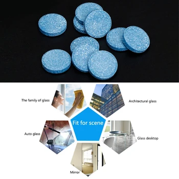 10pcs Почистващ препарат за предно стъкло Ефервесцентни таблетки Стъкло Вода прах за отстраняване на сажди