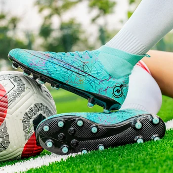 Мъжки женски футболни обувки футболни обувки високи глезена детски клинове крампон обучение футболни маратонки размер 33-46 дропшипинг
