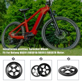 Верижно колело зъбно колело BBS02 46T 48T BBS01 Черно Колоездене Електрически велосипеди Лек MidDrive мотор стомана + ABS