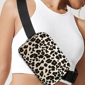 Мода леопард жени бягане талията чанта женски телефон портмонета дами гърдите широка каишка кръстосано тяло рамо чанти малки опаковки