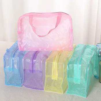 нов дизайн цветен печат прозрачен водоустойчив грим козметична чанта пътуване измиване четка за зъби торбичка тоалетна туризъм кръст чанта