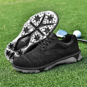 Най-продавани обувки за голф за мъже Черни сиви обувки за фитнес Мъжки дишащи вътрешни спортни обувки Мъжки обувки против хлъзгане Обувки за ходене Man
