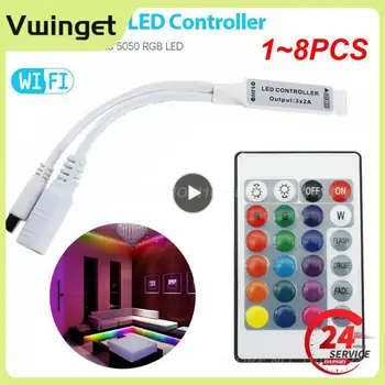  1 ~ 8PCS цветен контролер дистанционно управление Led за 12V 5050 2835 ленти светлина панделка нощ инфрачервена 24Key конвертиране