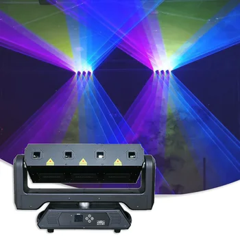 нов двустранен 4x2w RGB лазер 20Kpps скенер лъч проектор със строб движеща се глава DMX сватбено тържество сценично осветление бар лампа