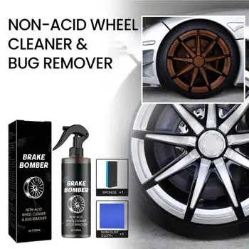 Car Mild Wheel Liquid Cleaner Spray Automobile 120ml Мощен почистващ препарат за ремонт на колела Alloy Chrome почистване на джанти за превозни средства