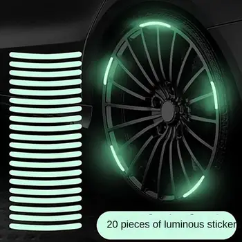 Wheel Hub Светлоотразителен стикер Rainbow флуоресцентна светлинна лента Кола мотоциклет Decals Безопасност при шофиране през нощта