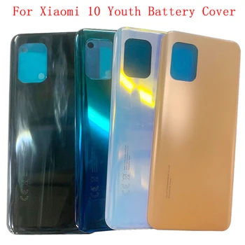 Капак на батерията Корпус на задната врата за Xiaomi Mi 10 Lite 10 Youth 5G Back с части за ремонт на лого