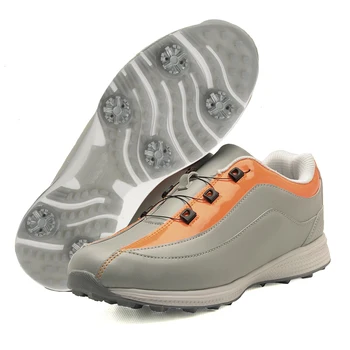 Мъжки обувки за голф Водоустойчиви шипове от естествена кожа Маратонки за голф Неплъзгащи се обувки за голф Шипове Външни водоустойчиви обувки за ходене