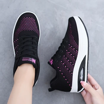 Модни дамски обувки за бягане 2023 Черни маратонки Жена Атлетични дишащи жени Спортни обувки Кошница Mesh обувкиTenis Feminino