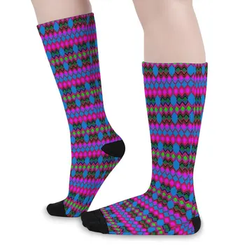 Diamond Dashiki чорапи ретро печат реколта чорапи зимата нехлъзгащи двойка чорапи дишаща обичай открит чорапи