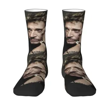 Harajuku Johnny Hallyday чорапи жени мъже топло 3D печат френски рок певец спортни футболни чорапи