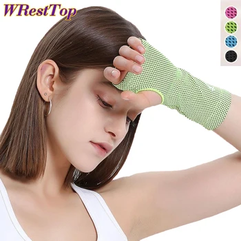 1Pair Summer Ice Silk Cooling Wristband Sunscreen Mesh Anti-Skid Bracelet Sweat Band for Men Women Gym Yoga Volleyball Sports
