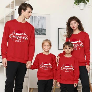 Семейство съвпадение Коледни върхове Изключителен дизайн 2023 Елени Коледна шапка Семеен коледен суитчър