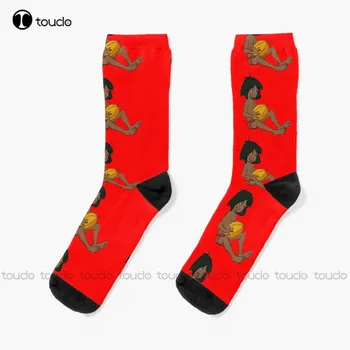 Маугли чорапи черни дълги чорапи персонализирани потребителски унисекс възрастни тийнейджърски младежки чорапи 360 ° цифров печат коледен подарък смешно чорап