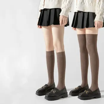 Дебели Harajuku чорапи над коляното средата на прасеца мек колеж стил чорапи плътен цвят памук случайни чорапи парти