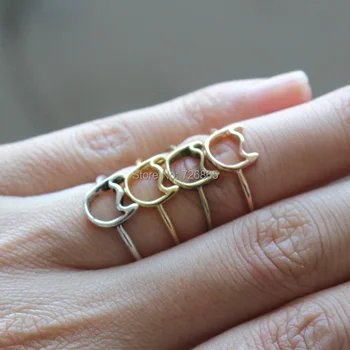 мода сладък котка главата пръстен,цинкова сплав злато сребро покритие пръстени,животински серия пръстени на едро безплатна доставка