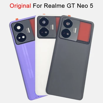 Оригинален капак на задния корпус за Realme GT Neo 5 RMX3706 / GT3 Калъф за батерия за ремонт на стъкло на задната врата + стъклен обектив на камерата