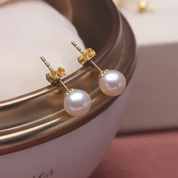 Сребърни перлени обеци безупречни и изключително ярки перлени обеци S925 silver CAB30