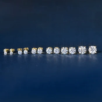 Луксозни 10K обеци от масивно злато 3/4/5/6/7/8mm D цвят Moissanite диамантен винт обратно обеци класически годежни бижута подарък