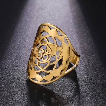 COOLTIME Ново в будизма Lotus Регулируеми пръстени за жени от неръждаема стомана OM Sympol пръстени религиозен амулет бижута подарък