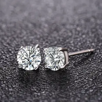 New Fine 925 Сребърни диамантени обеци за дамска мода Талисмани парти сватба класически бижута Празнични подаръци