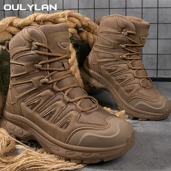 Открит военни туристически обувки мъжки висок връх пустинни ботуши мъже тактически ботуши трайни обувки за обучение спортни катерене глезена ботуши