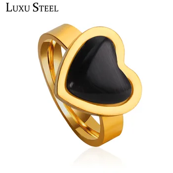 LUXUSTEEL анилос сърце опал пръстени за жени страна неръждаема стомана марка годежни пръстени сватбен подарък