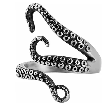 1$ Мода доминиращ октопод пипало отваряне пръстен пънк сплав октопод реколта пръстен мъжки глобални бижута на едро на ниска цена
