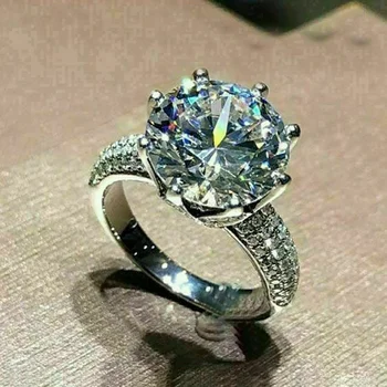 2024 Прозрачен кръгъл кубичен цирконий сватбени халки женски пръстен лукс предложение ангажимент за любовник подарък модерен бижута