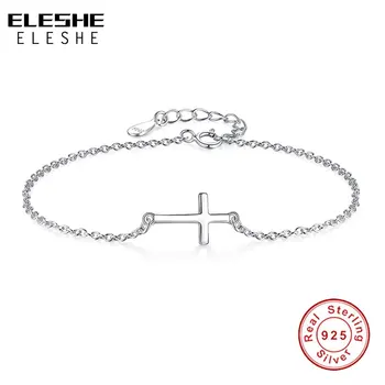 ELESHE Luxury Faith Christian Cross Charm Bracelets Гривни за жени 925 Сребърна гривна Femme Fine Jewelry 2023 НОВО