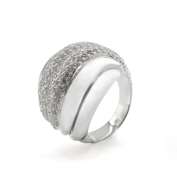 Jade Angel Нов дизайн Марка Solid 925 Сребърни бижута Големи павета диаманти изваяни пръстен за жени Коледа Свети Валентин подарък