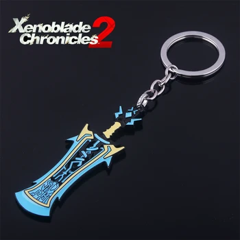 Hot Game Xenoblade Chronicles 2 Ключодържател Cosplay Zeke Blue Sword Weapon Ключодържател за мъже Дамски реквизит Аксесоари за бижута