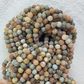  Мъниста от естествен камък 6-12mm Бижута за правене на кръгла форма Камък Loose Bead Бижута DIY Гривна Колие Matte Ocean Agate