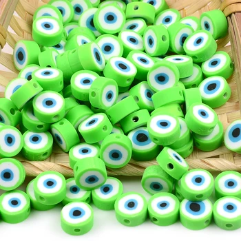 Зелени очи мъниста полимер зло глина мъниста хлабав дистанционер мъниста за бижута вземане DIY гривна аксесоари