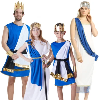 Хелоуин Семейство дете момче мъже Крал Бог Зевс костюм Възрастен момиче Гърция Ъгъл принцеса карнавал парти фантазия косплей дрехи