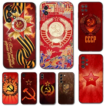 Черен tpu калъф за Samsung galaxy M53 M13 M62 A12 A22 A22S A32 A42 A52 A52S A72 4g 5g A20S Съветски съюз СССР Май Ден на победата