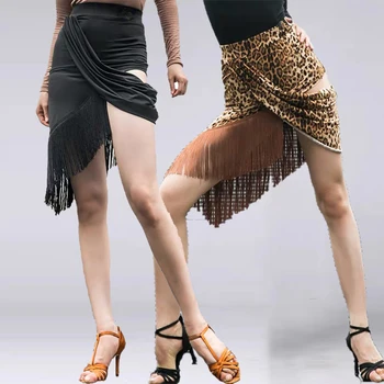 Нова латино танцова рокля жени леопард латино танц пола за бална зала Samba Tango Chacha корема танци изпълнение