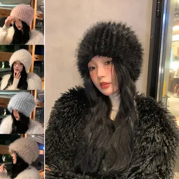 Студено доказателство изкуствена кожа шапки шапка студена защита сгъсти зимата топли космати капачки плюшени лайнер капачка жени аксесоари