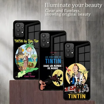 Приключенията на T-TintinS телефон случай за Samsung A81 A71 A21 A20 A31 A12 A51 A40 A50 A42 A52 A22 A10 A32 33 A30 стъклен капак