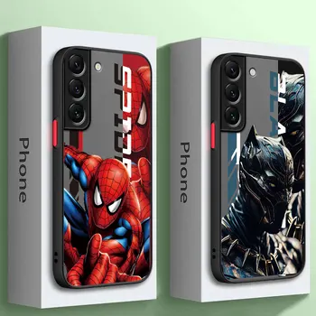 Marvel Spider Man телефон случай за Samsung S23 Ulrta S22 5G S21 FE S20 плюс S10e силиконов ръб капак матов PC Capa черна пантера