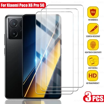 3PCS За Xiaomi Poco X6 Pro 5G закалено стъкло Xiomi PocoX6 X6Pro екран протектор xaomi poko pocco poxo X 6 6pro преден филм