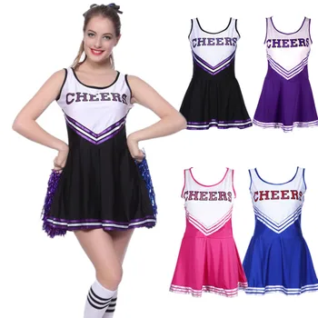 5 Цвят Гореща продажба Гимназия Секси Мажоретки фантазия рокля Cheer униформа момичета мажоретка костюм училище момиче костюм