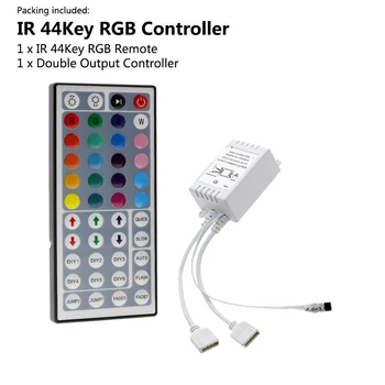 Led контролер 44 ключа LED IR RGB контролер кутия 1 до 2 контролер IR дистанционно димер DC12V за RGB 3528 5050 LED ленти светлини