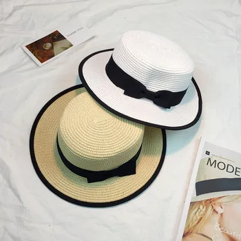 HOT Sun Hat Ladies Summer Beach Big Brimmed Straw Hat Seaside Vacation Sunshade Sunscreen Foldable Bow Dome Straw Hat Ladies Hat