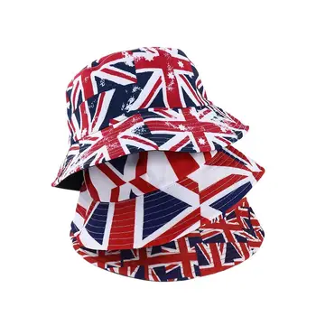 Cool Trendy Двустранна риболовна шапка Синя ивица Флаг Бийч Великобритания Флаг Съюз Джак Флаг Кофа шапка шапка Рибарска шапка Шапка за слънце Панама