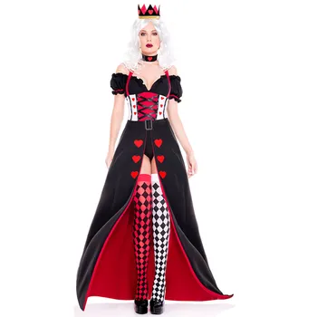 Секси кралица на сърцата рокля парти DS покер кралица и принцеса косплей костюм Хелоуин костюми за жени