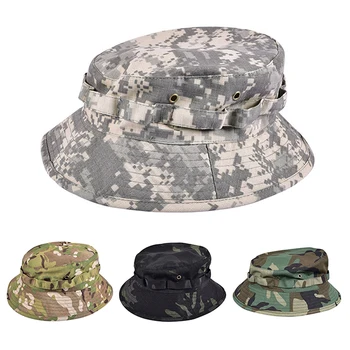 1PC шапка Военна тактическа кофа Шапки за мъже Жени Лов Риболов на открито Camo камуфлаж памук слънчева шапка