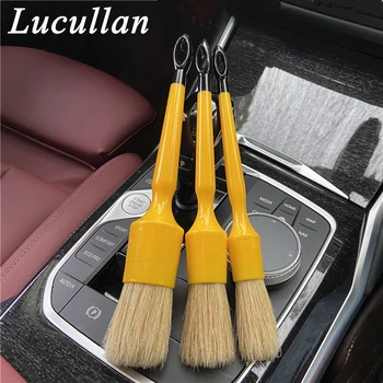 Lucullan Exterior Pre-wash and Interior Detailing Brush 3 Set Premium Boar's Hair Cleaning Kits